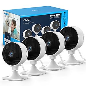 GNCC Only 2.4GHz Indoor Security Camera,1080P Cameras for Home Security,Motion Detection,Two-Way Audio,Night Vision (4-Pack) $39.99