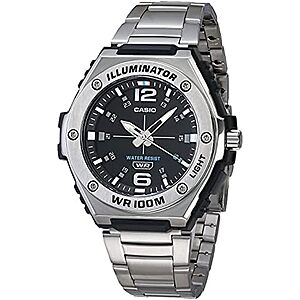 50.5mm Casio Men’s MWA100H Series Stainless Steel Analog Watch (Silver) $38.95 + Free Shipping