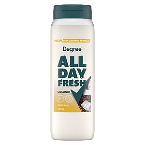 S&S] Degree All Day Fresh Body Wash Fresh Coconut Deep Cleansing 20 oz $2.19