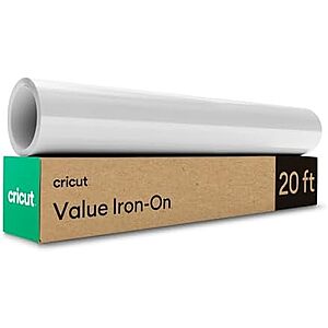 11.49 | Cricut® Value Iron-On,White (12 in x 20 ft)- HTV Heat Transfer Vinyl at Amazon