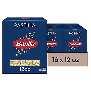 29.62 | 16-Pack 12-Oz Barilla Pasta (Pastina) at Amazon ($1.85 each