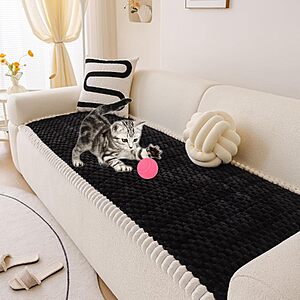 27.6" x 70.9" HANDONTIME Plush Jacquard Geometric Pet Sofa Cover w/ Non-Slip Backing (Black) $7.67 + Free Shipping w/ Prime or on $35