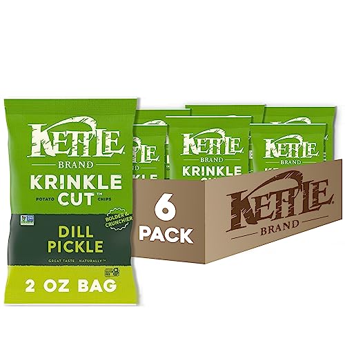 Kettle Brand Krinkle Cut Dill...ps Snack Bag,2 Oz (Pack of 6
