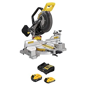 DeWalt 20V MAX XR Lithium-Ion Cordless 10 in.Dual Bevel Fixed Miter Saw with 5.0 Ah and 2.0 Ah Batteries and Charger $383