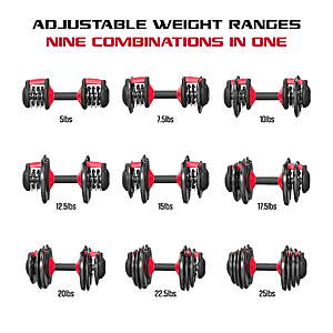 69 FS WALMART FitRx SmartBell,9 in 1 Adjustable Dumbbell,25 lb