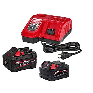 224:Milwaukee M18 18-Volt Lith-Ion Redlithium FORGE Starter Kit w/ 8.0Ah Battery & Rapid Charger w/ 5.0 Ah Battery at HomeDepot