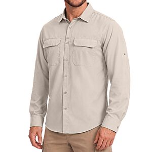 Men's Sun Protection Fishing Shirt UPF 50+ Long Sleeve Safari Hiking Travel Shirts with Pockets Quick $14.99