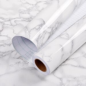 3 ac AMAZON Glossy Marble Contact Paper White Peel and Stick for Countertop