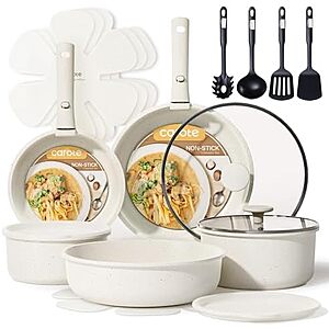 49.98* | 17-pc CAROTE Induction Pots & Pans Set w/ Removable Handle (various) at Amazon