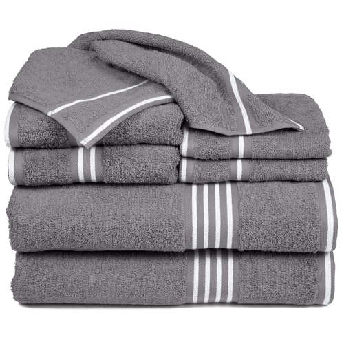 Lavish Home Rio 8 Piece 100% Cotton Towel Set - Silver