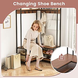 70" Giantex 5-Tier L-Shaped Corner Coat Rack w/ Shoe Bench $94.49 + Free Shipping