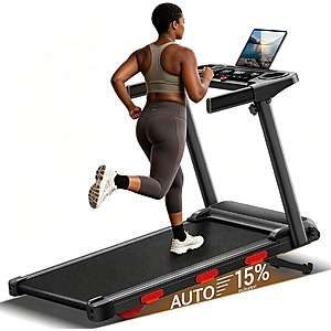 CURSOR FITNESS 15% Auto Incline Treadmill for Home,300LBS Capacity $159.99 + Free Shipping