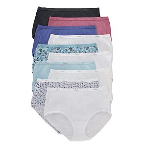 10-Pack Hanes Women's Cotton Regular Brief Underwear:White $9,Solid Print Mix $8.10