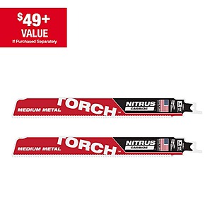 Milwaukee 9 in.10 TPI TORCH Nitrus Carbide Teeth Medium Metal Cutting Reciprocating Saw Blade w/Additional 9 in.10 TPI Blade $12.27