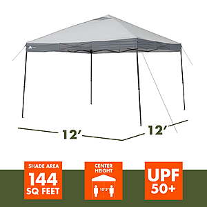 Ozark Trail 12 ft x 12 ft Instant Straight Leg Camping Canopy,Gray,$132,FS,Walmart