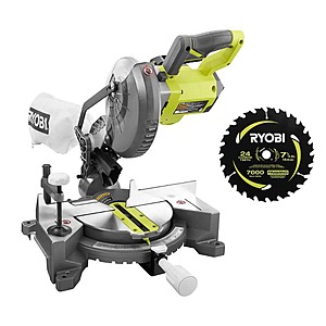 Ryobi ONE+ 18V Cordless 7-1/4 in.Compound Miter Saw (Tool Only) with 24T Carbide Thin Kerf Circular Saw Blade (1-Piece) $139