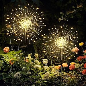 13.49* | 2-Pack Gigalumi 120-LED Solar Firework Garden Lights (Warm White) at Amazon