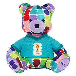 Jazwares FIFA World Cup 2026 10-Inch Colorful Bear Plush - Official 2026 World Cup Collectible with FIFA Trophy for $4