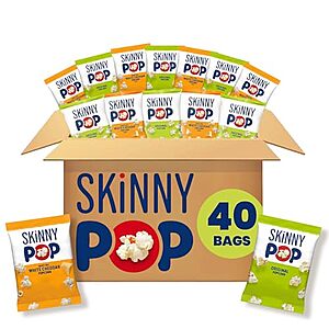 SnS,AC] $13.32** | 40-Pack 0.5-Oz SkinnyPop Popcorn (Original & Dairy Free White Cheddar) at Amazon (33.3￠ each