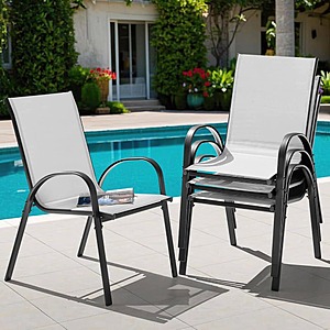4 pack,Nuu Garden Black Iron and Textilene Stackable Outdoor Dining Chairs in Gray,$84.97,free shipping,Home Depot
