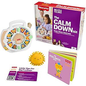 11.80 | Fisher-Price Toddler Toys Big Little Feelings Calm Down Kit,4-Piece Set of Activities & Parenting Tips at Amazon