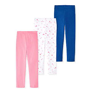 3.86:3 Pk Garanimals Newborn,Baby & Toddler Girl Cotton Pull-on Leggings,Sizes 0M–18M,Pink/White/Navy Blue at Walmart.com