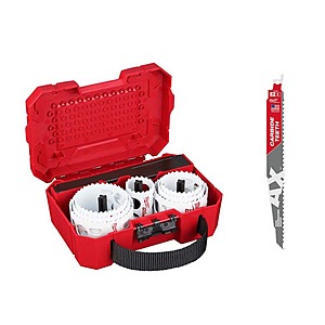 Milwaukee Hole Dozer Bi-Metal Hole Saw Kit (11-Piece) w/9 in.5 TPI AX Nail-Embedded Wood Cutting SAWZALL Blade $49