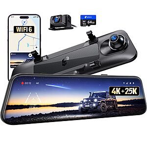 Pelsee S12 Native 4K + 2.5K Mirror Dash Cam,64GB Card Included,GPS $139.99