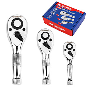 3-Piece WORKPRO Stubby Ratchet Set (1/4",3/8",1/2") $19.20 + Free S/H