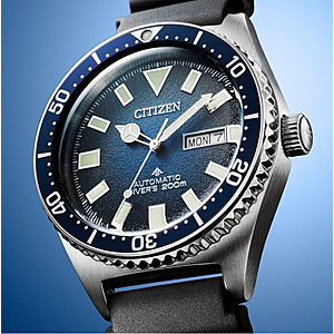 Citizen Promaster Automatic Blue Dial Men's Watch NY0129-07L ISO 6425-compliant mechanical dive watch $218