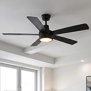 Hampton Bay Fanelee 54 in.White Color Changing LED Matte Black Smart Ceiling Fan with Light Kit and Remote Powered by Hubspace $139