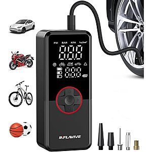 InflaVive Cordless Portable 150 PSI Tire Inflator Air Compressor $15