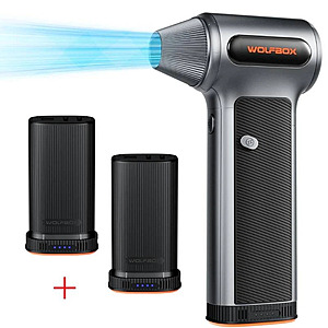 Wolfbox MF200 Electric Air Duster with Removable Battery and Two Extra Batteries for 103.99 plus Tax
