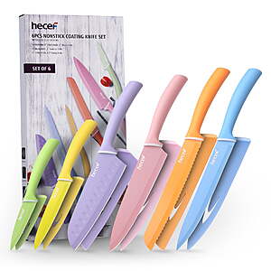 14.44:Hecef 6-Piece Kitchen Knife Set w/ Protective Covers at Walmart.com