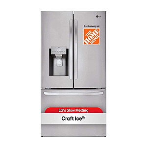 1560:LG 36 in.28 cu.ft.3-Door French Door Refrigerator w/ Ice and Water Dispenser and Craft Ice in PrintProof Stainless Steel at HomeDepot