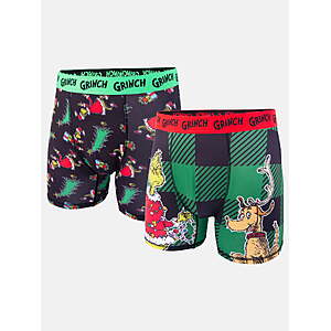 Dr Suess Grinch Plaid Men's Athletic Boxer Brief,2-Pack,Sizes S-XL