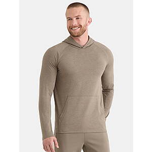Athletic Works Men's Tri Blend Long Sleeve T-Shirt Hoodie (Taupe Falls Heather),Sizes S,M,2XL,3XL- from $4.69