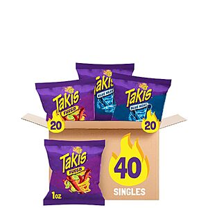 40-Count Takis 2-Flavor Rolled Tortilla Chips Variety Pack (Fuego & Blue Heat) $13.75 + Free Shipping w/ Prime or on $35