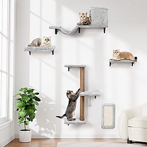 5-in-1 ZLAFM Space-Saving Multi-Level Cat Climbing Wall Mounted Shelves $34.99 + Free Shipping w/ Prime or on $35