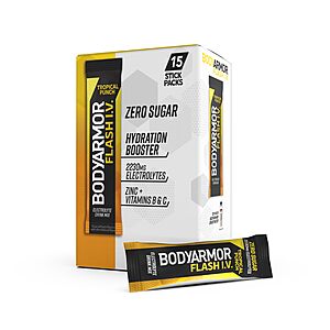 15-Count BODYARMOR Flash IV Electrolyte Packets (Tropical Punch) $6.50 w/ Subscribe & Save