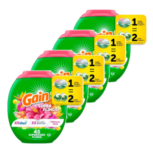 [S&S, AC] $38.97: 4 × 45-Count Gain Super Sized Flings Laundry Detergent Pacs (Hibiscus Hula) ($9.74 each) at Amazon