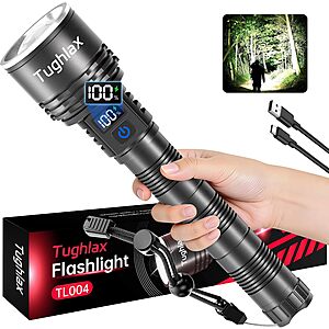 Tughlax 5-Mode Rechargeable LED Flashlight w/ LCD Display $9.65