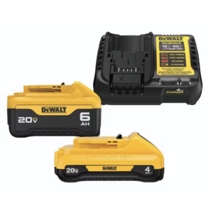 Dewalt 20V MAX Lithium-Ion 6.0Ah and 4.0Ah Battery and Charger Starter Kit $97