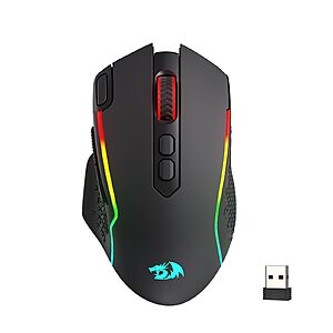 Redragon M810 MAX 3-Mode Wireless Gaming Mouse,Upgraded 12000 DPI Wired/Wireless RGB Mouse,8 Macro Buttons,188-Hour Power $23.99 + Free Shipping w/ Prime or on $35