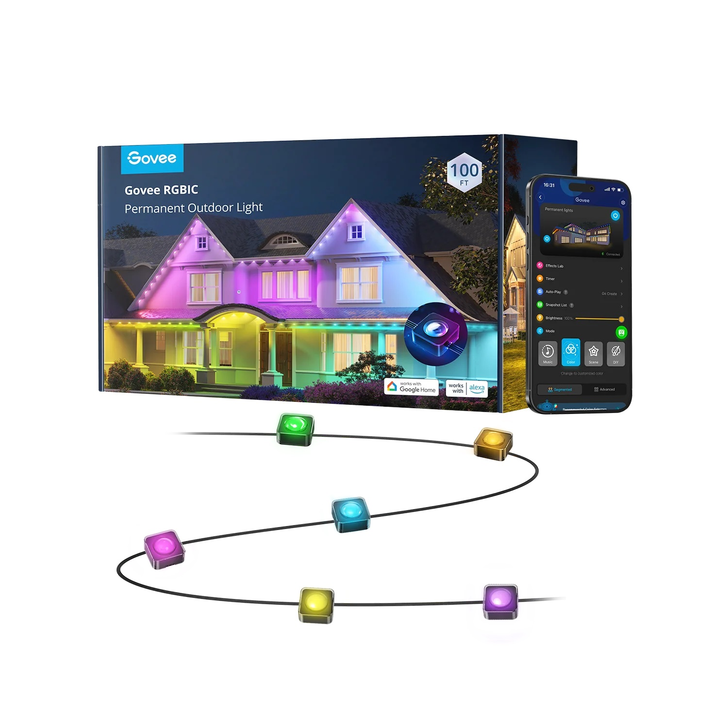 YMMV In-Store Clearance:Govee Smart RGBIC Permanent Outdoor Lights 100ft (72 LEDs) $148 at Walmart (Was $267) + More Govee/Monster Outdoor Lighting on Clearance