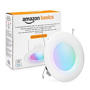 Amazon Basics 5/6" Smart Recessed Downlight Color Changing 2.4GHz WiFi (Works with Alexa) $9.81 + Free Shipping w/ Prime or on $35