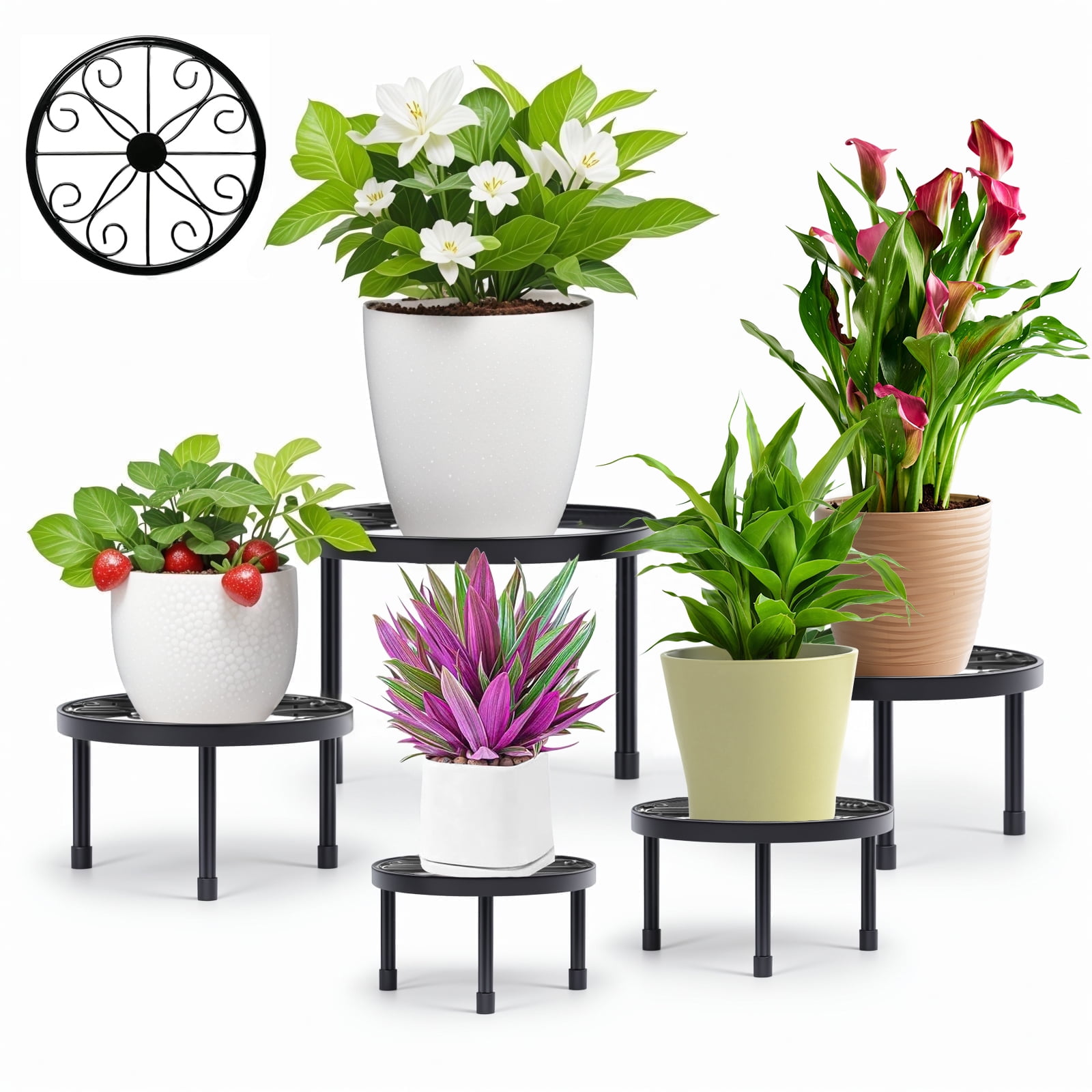 25 FS Walmart+ by XEUYU 5-Pack Metal Anti Rust Plant Stand for Patio or Balcony