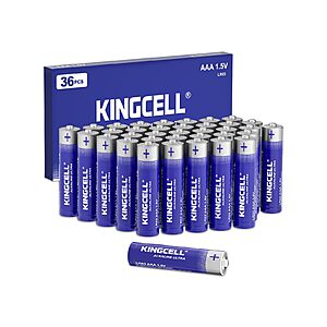 KINGCELL AAA Batteries 36 Pack,1.5V Triple A Batteries with 10 Years Shelf Life,High Performance Alkaline AAA Batteries for TV Remote,Clock,Gaming Controller,Kids Toy $5.99