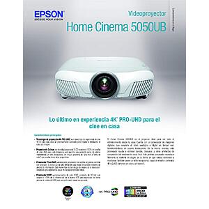 Epson Home Cinema 5050UB 4K PRO-UHD 3-Chip Projector with HDR,White $2999.99