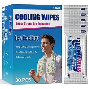 30-Count Tcang Individually Wrapped XL Mint Cooling Body Wipes $6.74 ($0.22 each) w/ S&S + Free Shipping w/ Prime or on $35